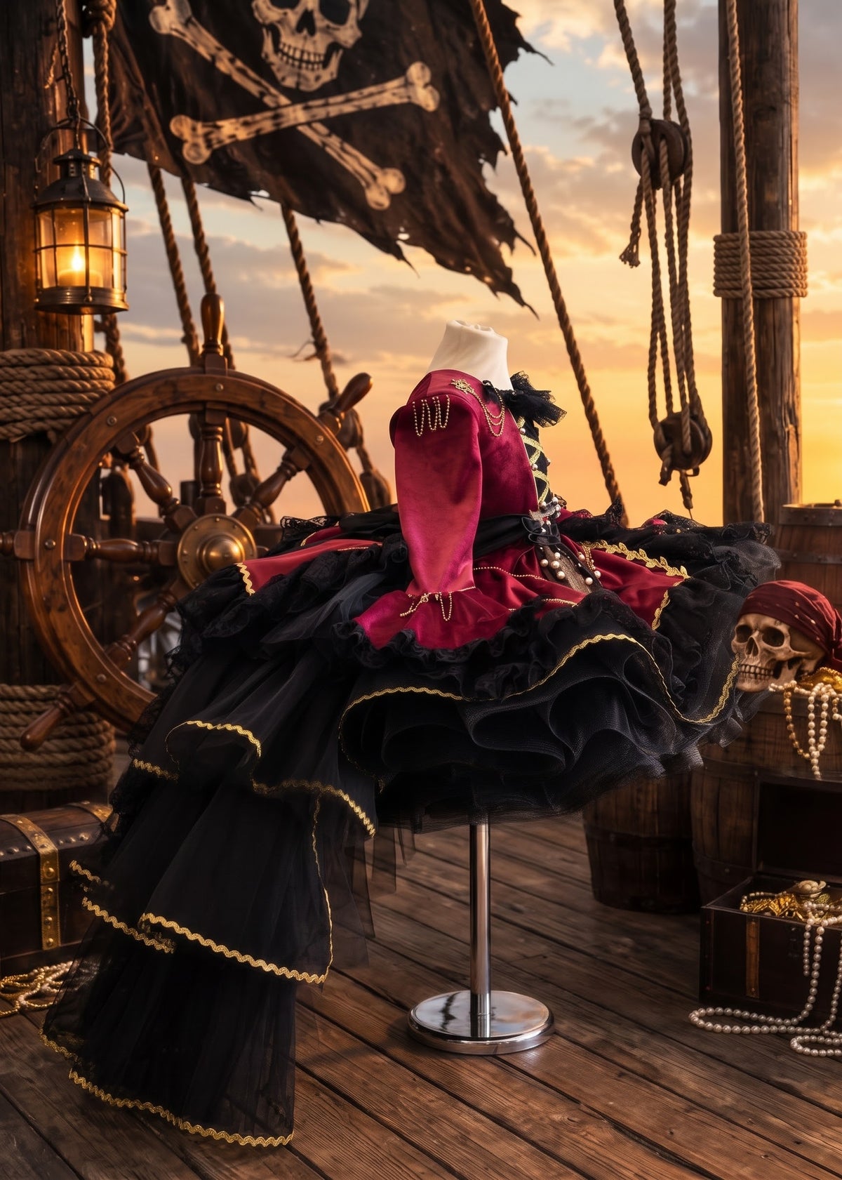 The "Black Pearl "pirate Princess With Removable Train -Preorders 👸🏴☠️🎀
