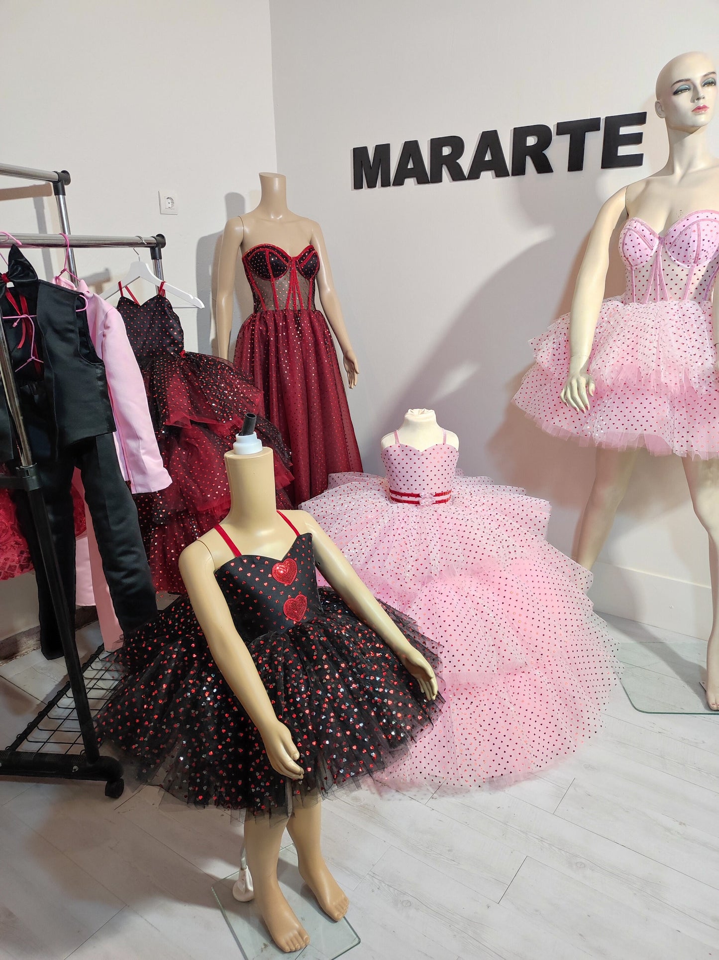 Pink long Ruffled Valentine Dress