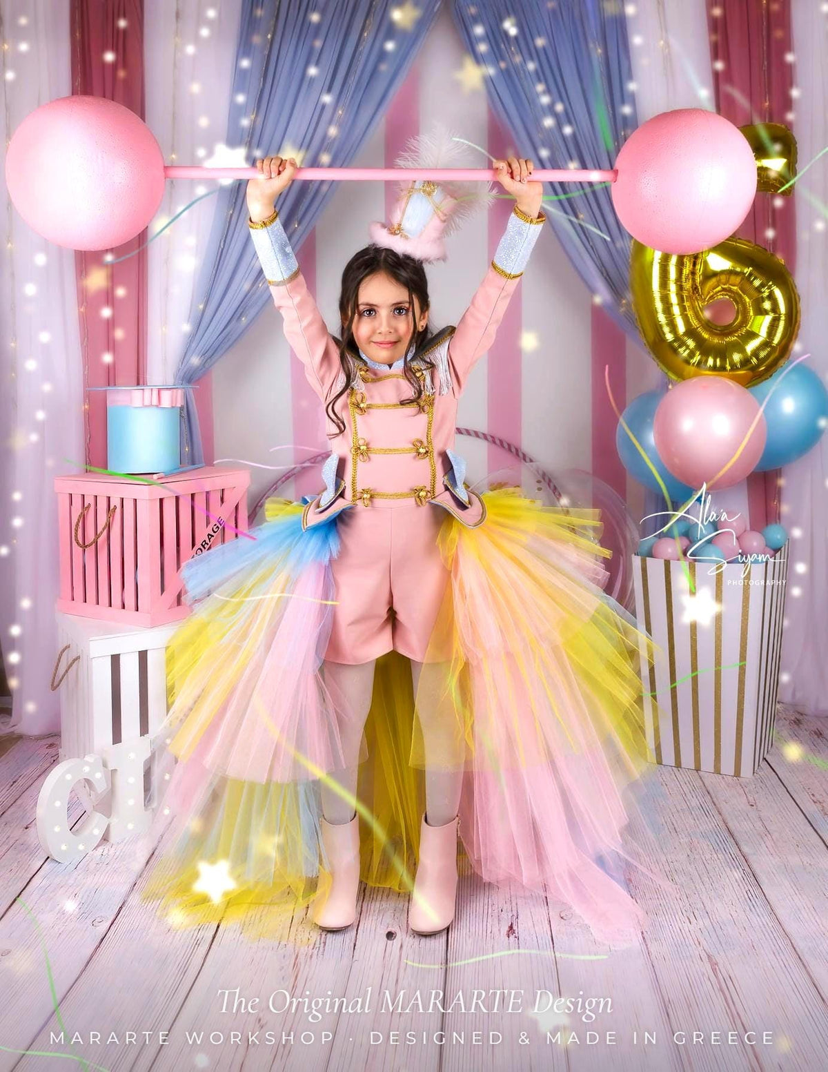 The Pastel Glimmer Nutcracker Romper with Removable Train – The Original MARARTE Design