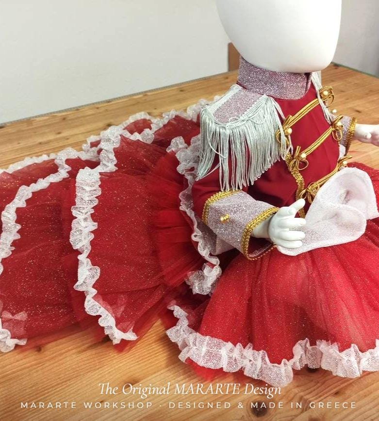 Baby Red Fire Nutcracker Dress with Removable Train – photo 2