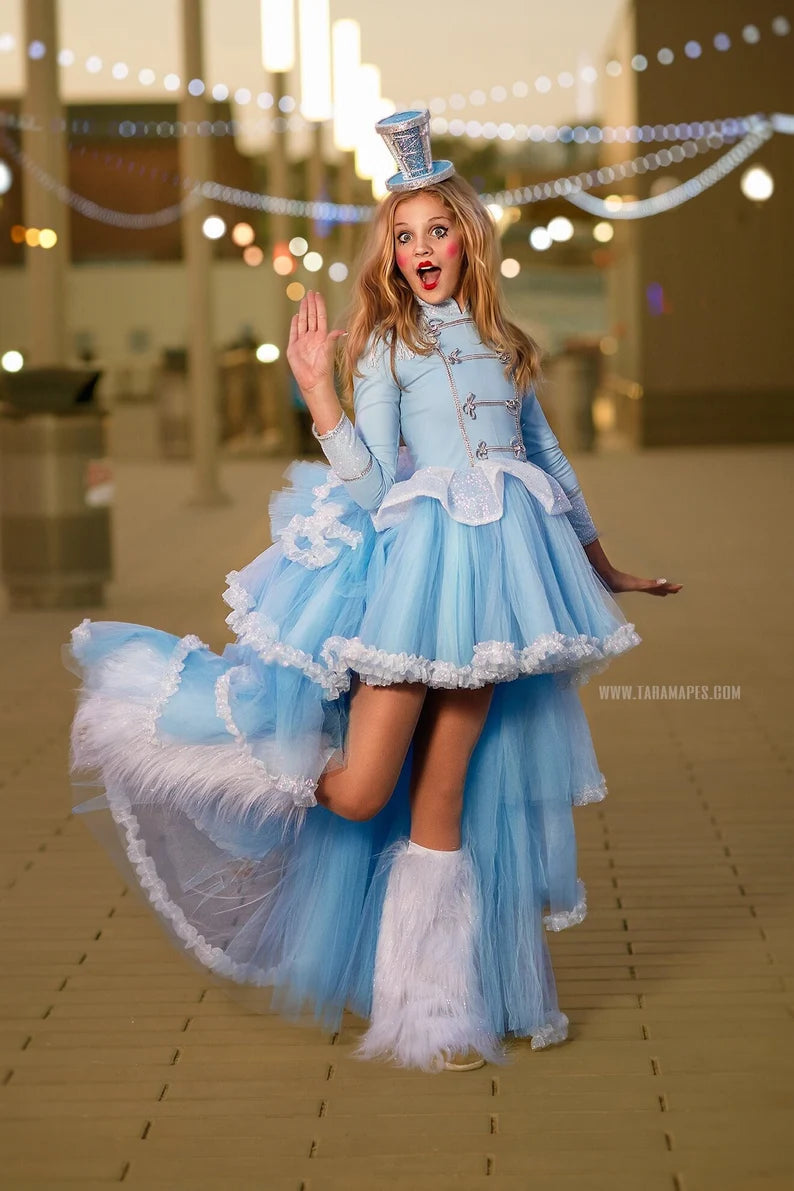 "Sky" Nutcracker dress with removable train