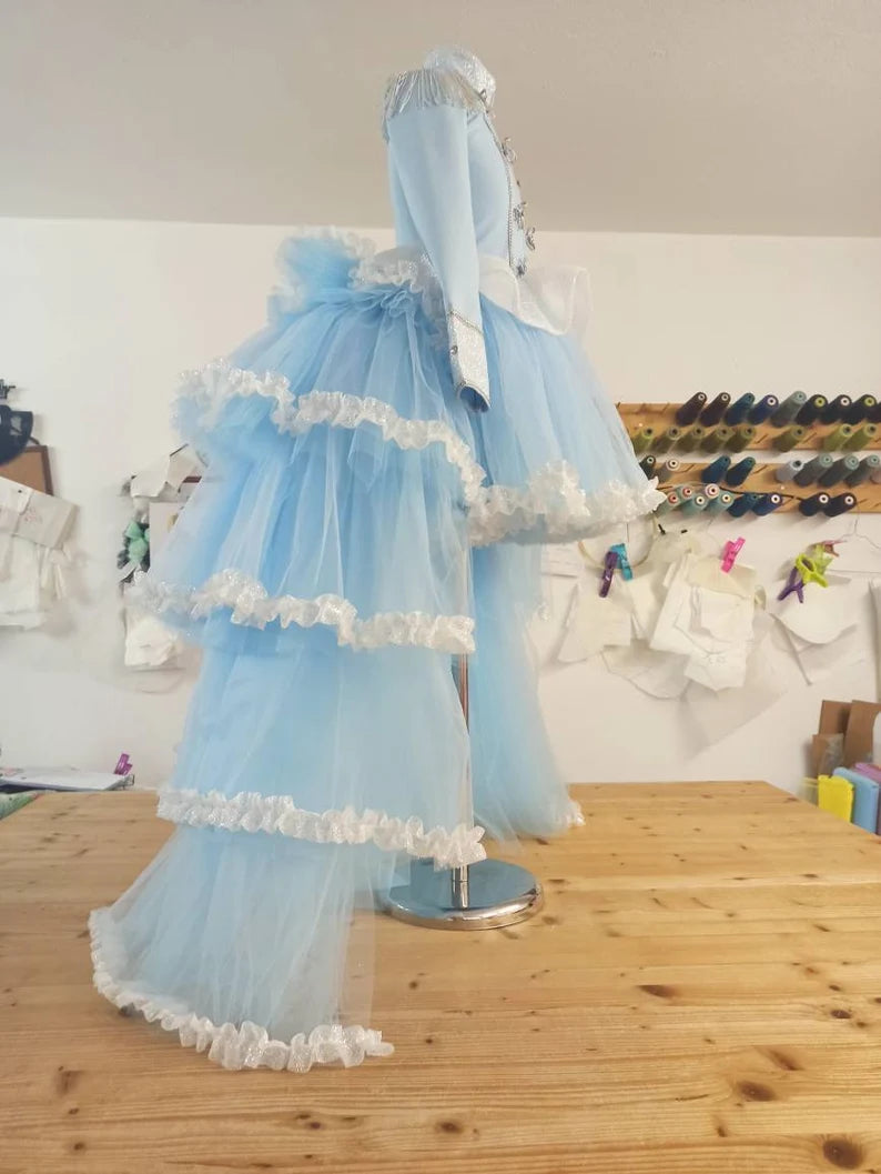 "Sky" Nutcracker dress with removable train