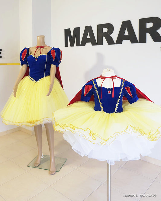 Mommy and me Snow White inspired dresses: women's princess dress and girls tutu dress with red velvet capes - Mararte Workshop