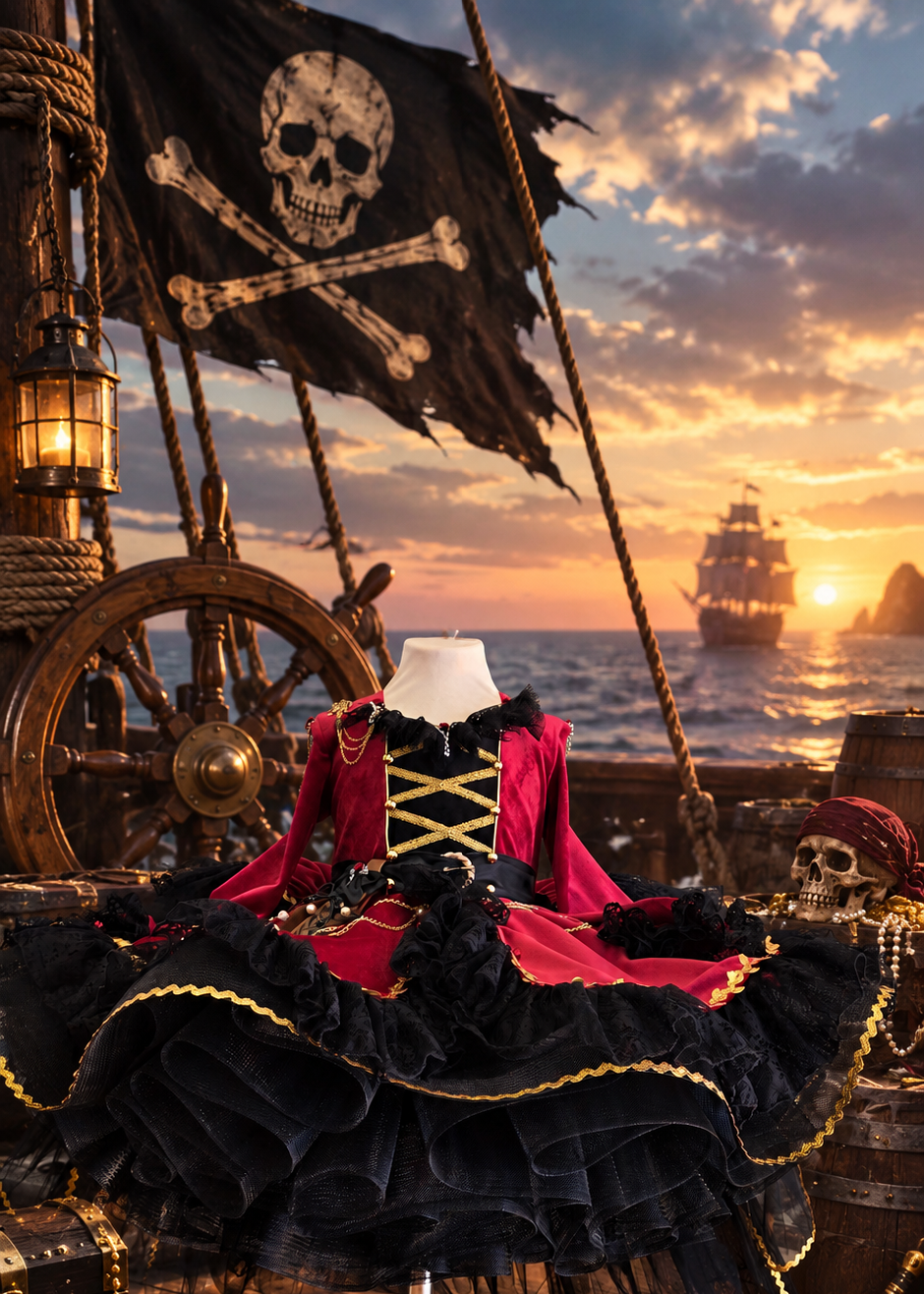 "Black Pearl" Pirate Princess Shortie -Preorders  👸🏴‍☠️🎀