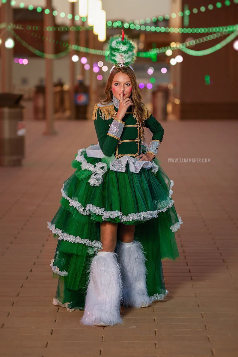 "Emerald" Nutcracker dress with removable train