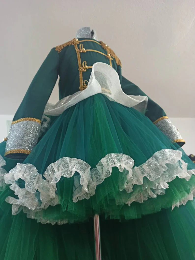 "Emerald" Nutcracker dress with removable train