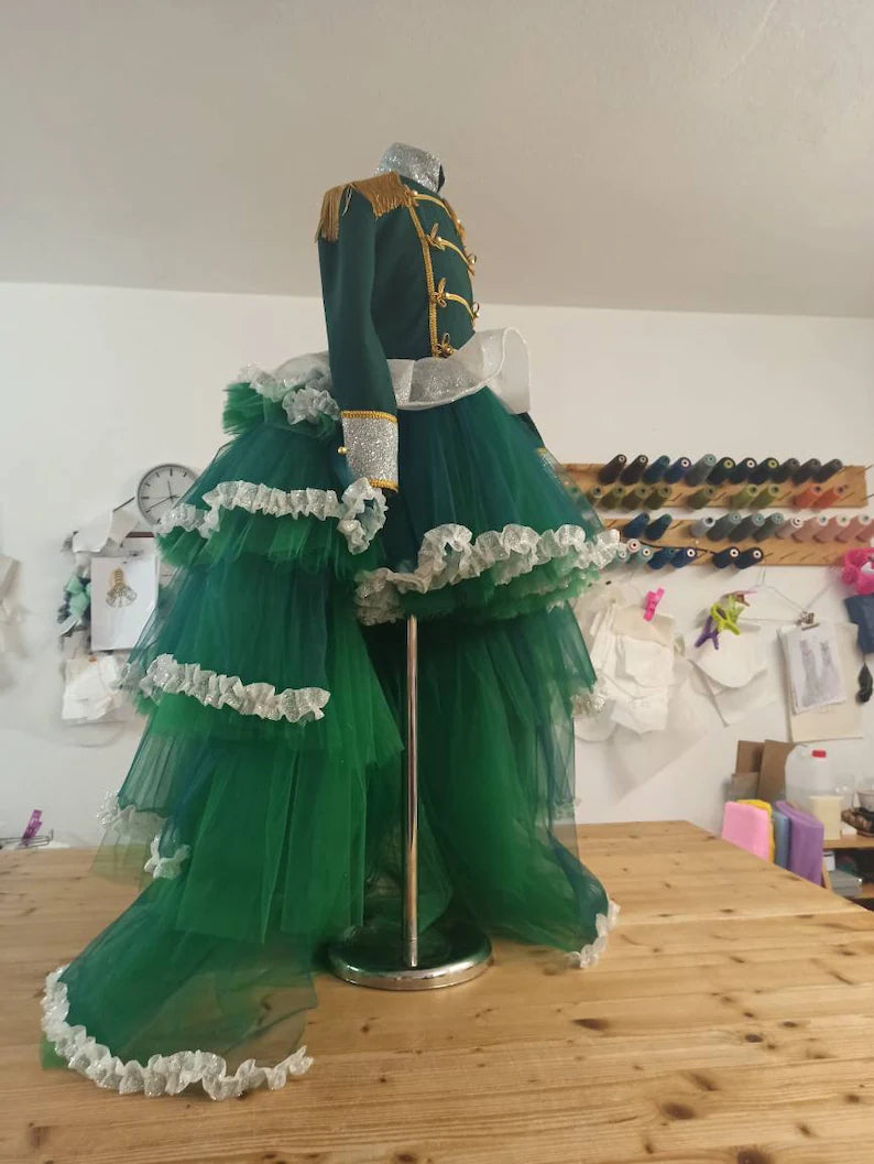 "Emerald" Nutcracker dress with removable train