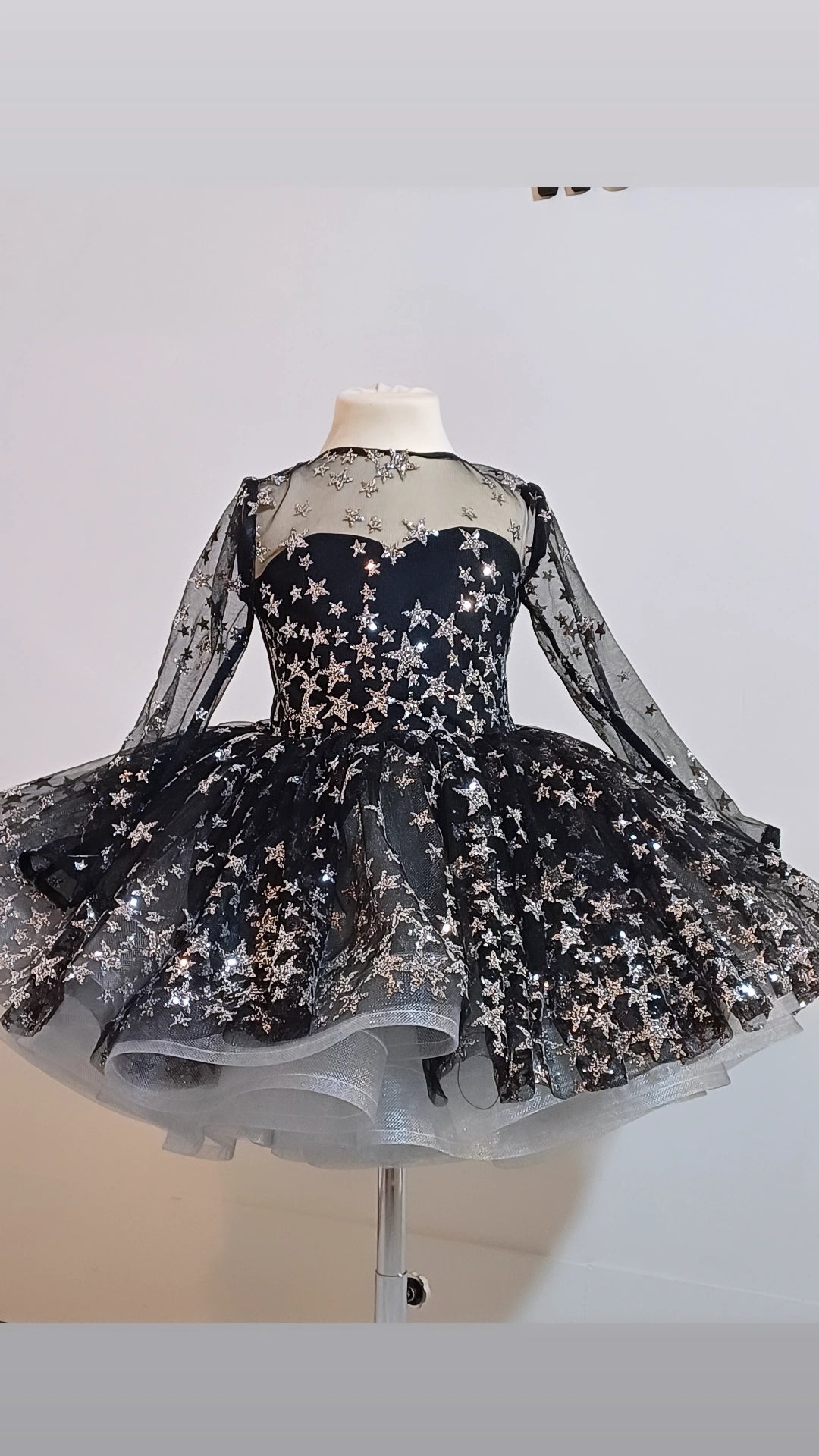 "little Olivia " black silver star dress