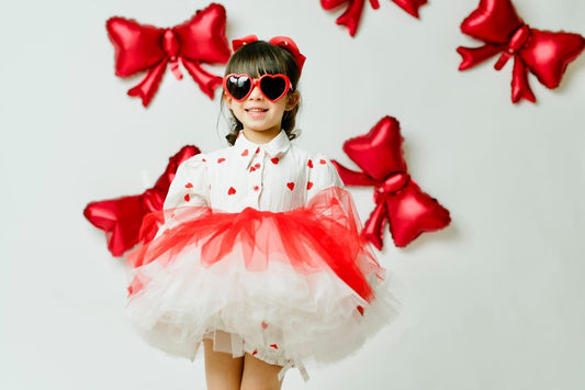 RtS Short Red Hearts white Girls Dress