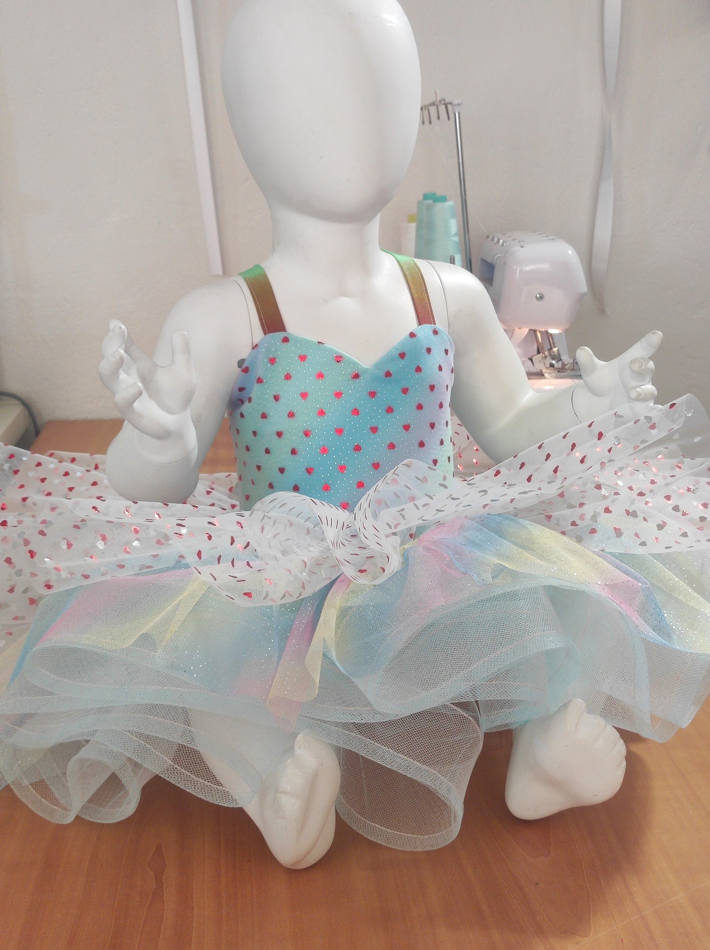 BAZAAR SALE-RAINBOW VALENTINE DRESS-SIZE 2T