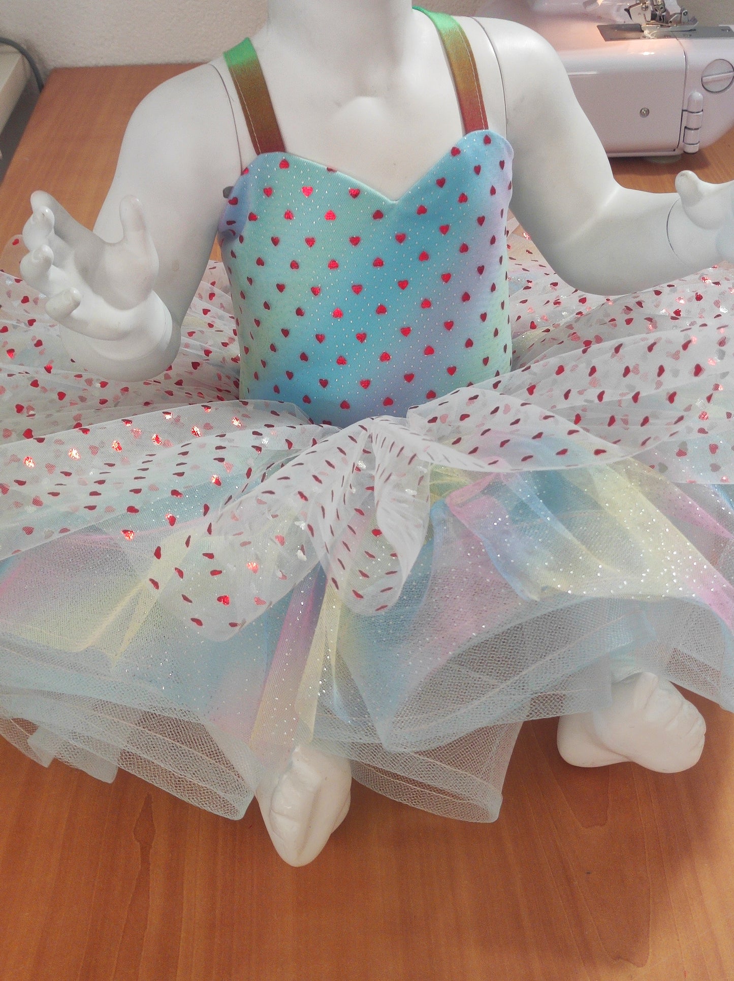 BAZAAR SALE-RAINBOW VALENTINE DRESS-SIZE 2T