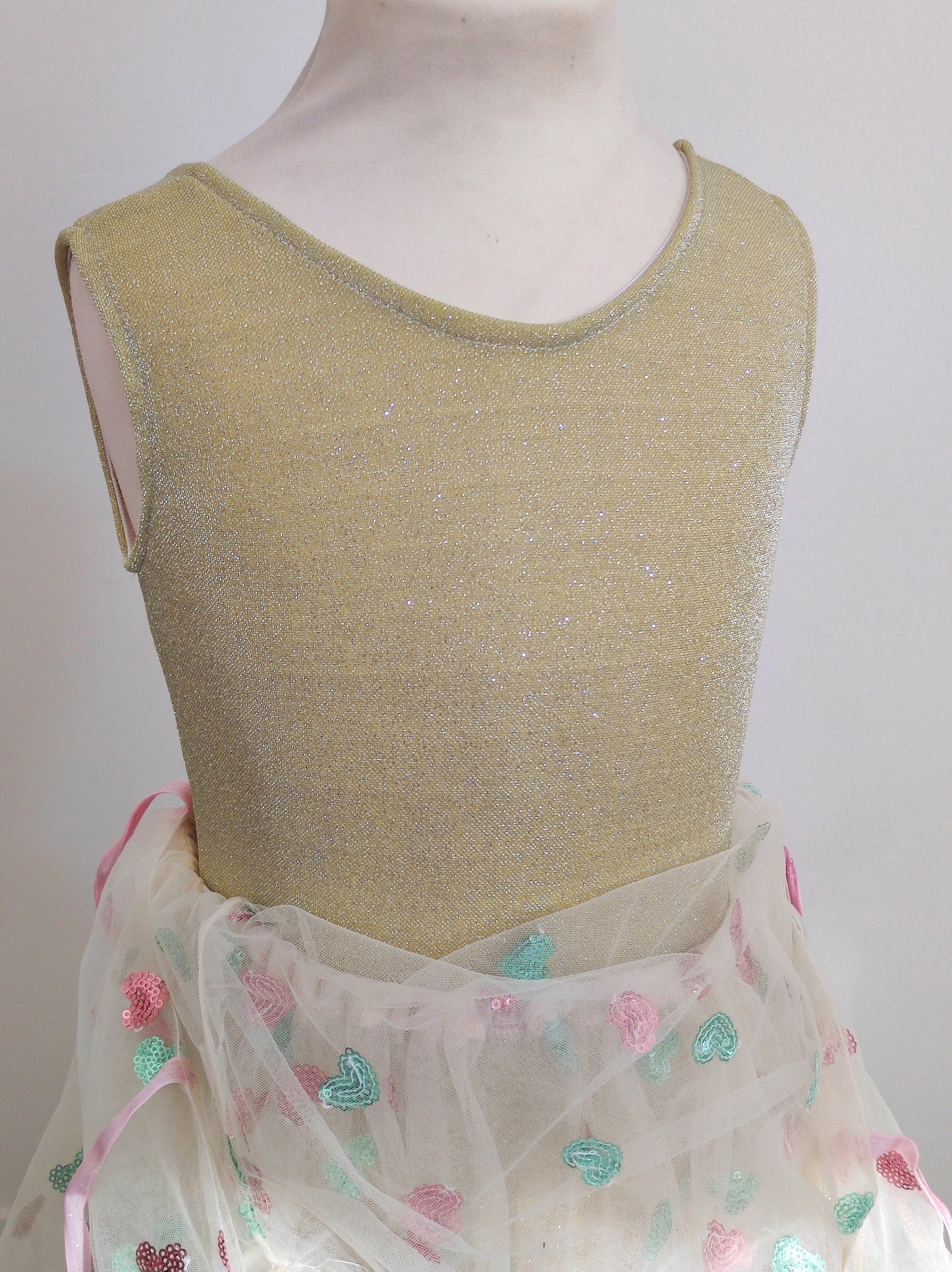 BAZAAR SALE-ALENTINE SHEER DRESS+LEOTARD SIZE 6-7