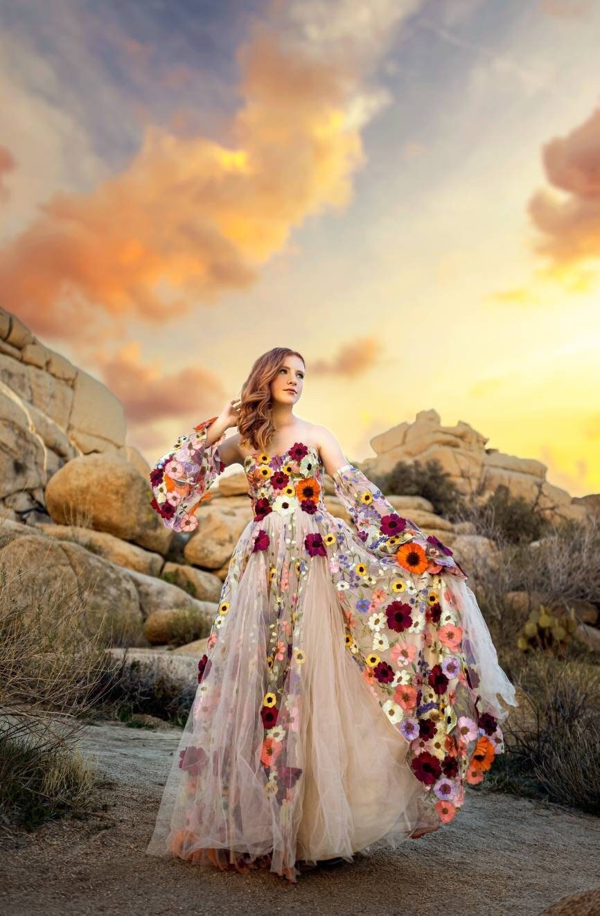 Women's Floral Lace Tulle Dress