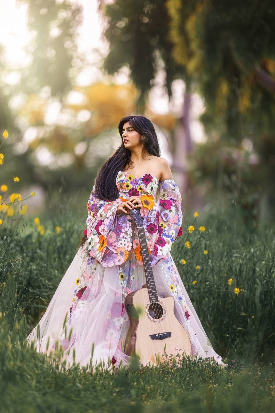 Women's Floral Lace Tulle Dress