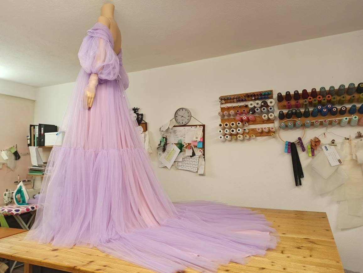 Dress For Photoshoot,Maternity Tulle Dress, lilac Maternity Dress