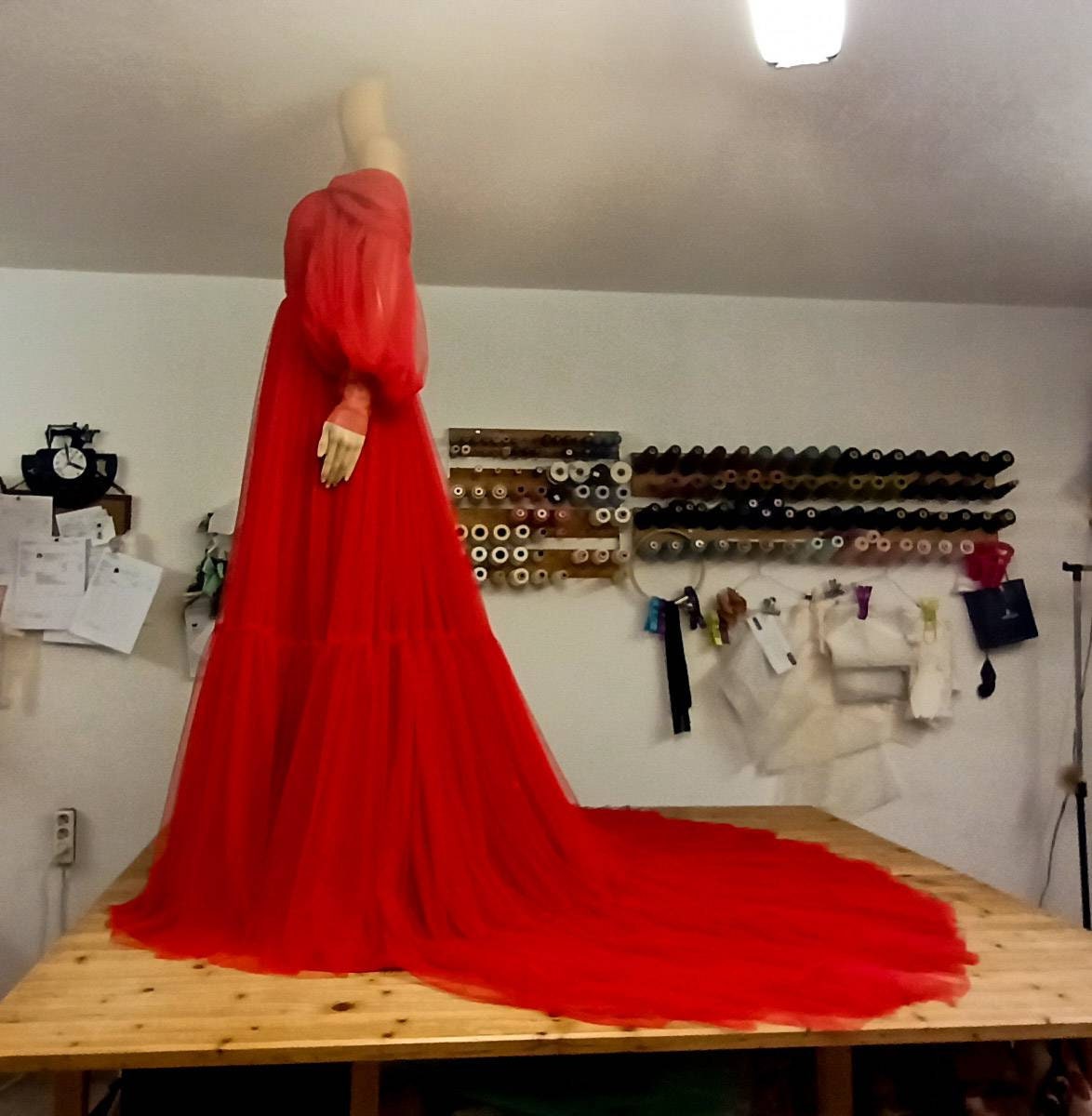 Dress For Photoshoot,Maternity Tulle Dress, Red Maternity Dress