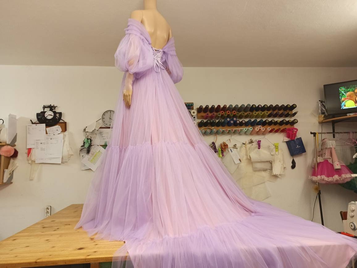 Dress For Photoshoot,Maternity Tulle Dress, lilac Maternity Dress