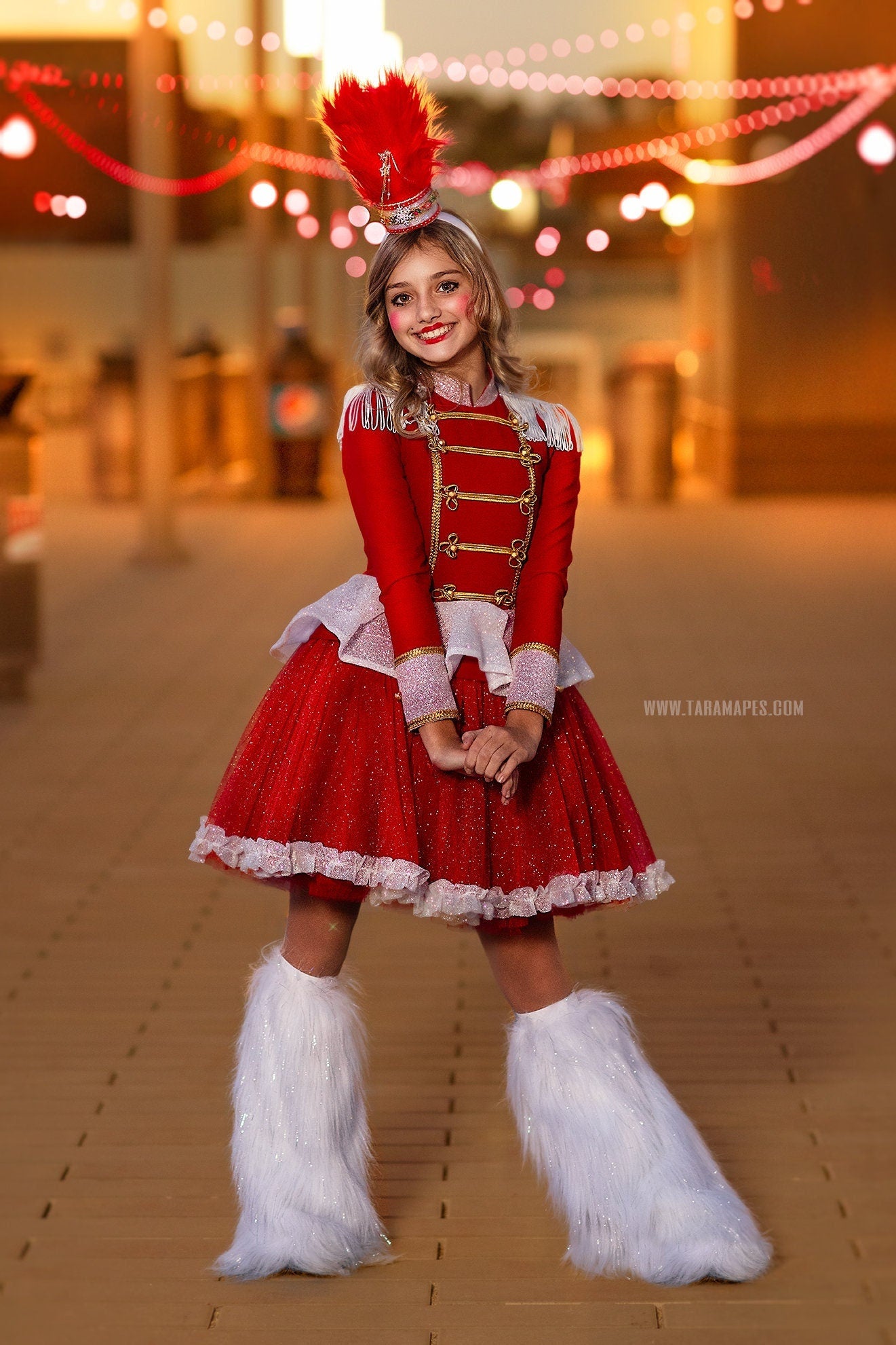 Girl Nutcracker Dress,Short Glitter Dress,"FIRE" RED Nutcracker Dress