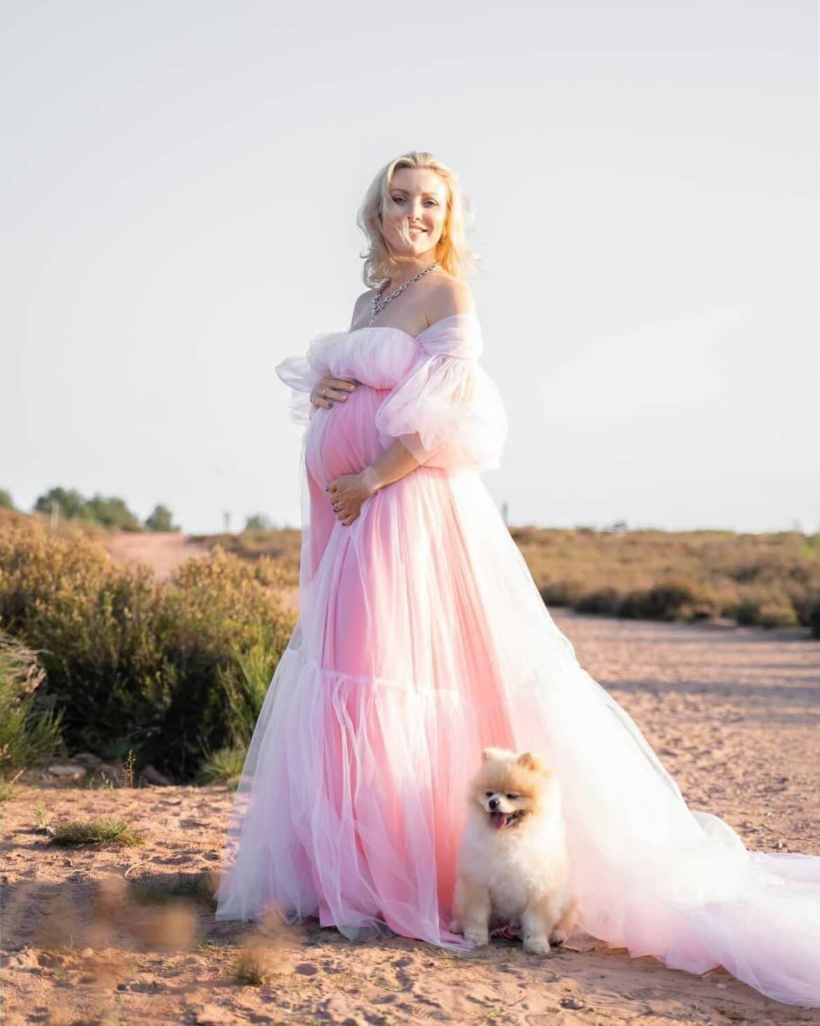 Dress For Photoshoot,Maternity Tulle Dress,  Maternity Dress,pink  Dress,