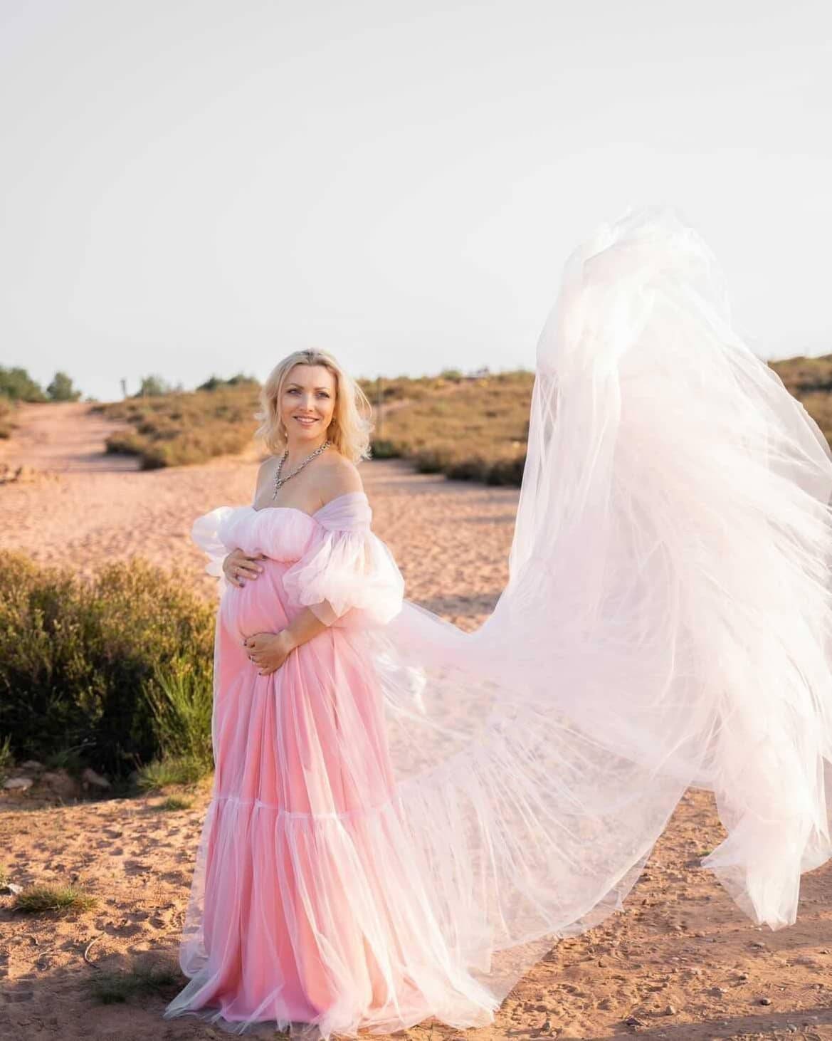 Dress For Photoshoot,Maternity Tulle Dress,  Maternity Dress,pink  Dress,