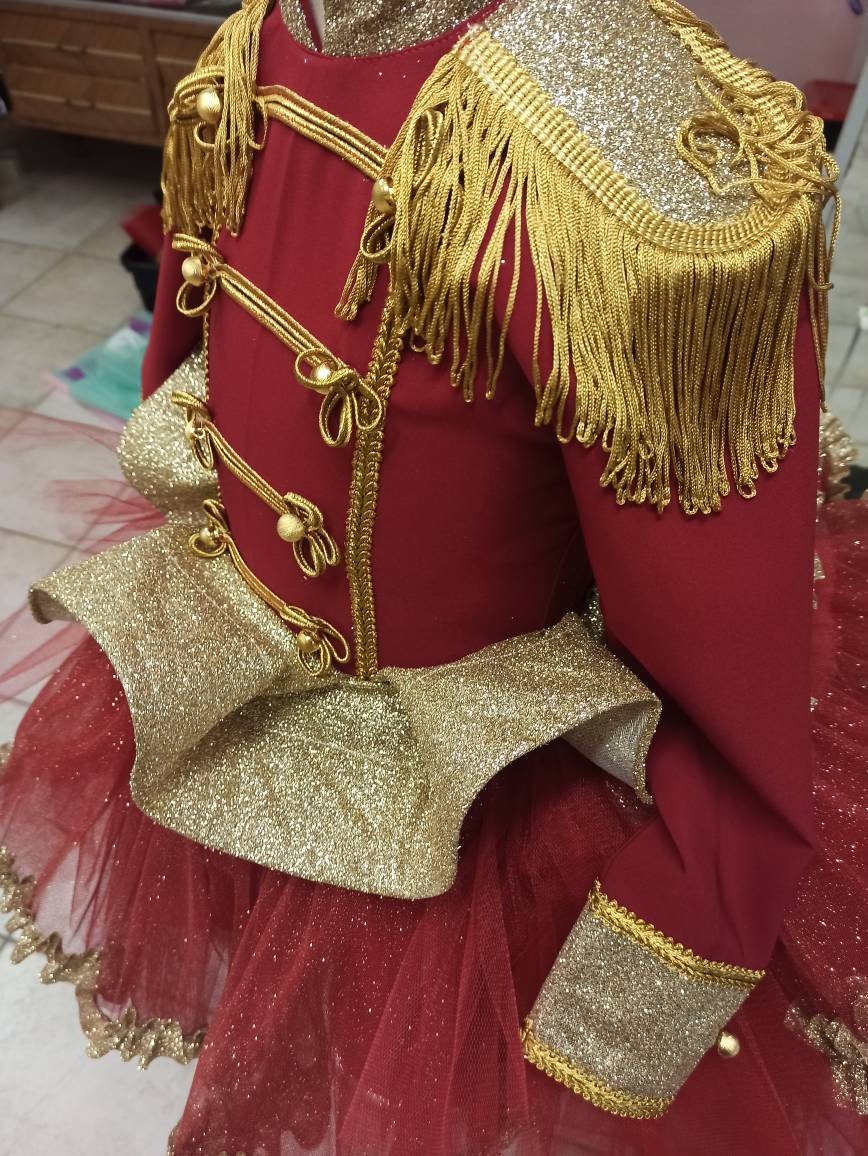 Girl nutcracker costume, girl circus outfit,soldier dress,tutu circus dress,showoman,Gold  Circus Outfit