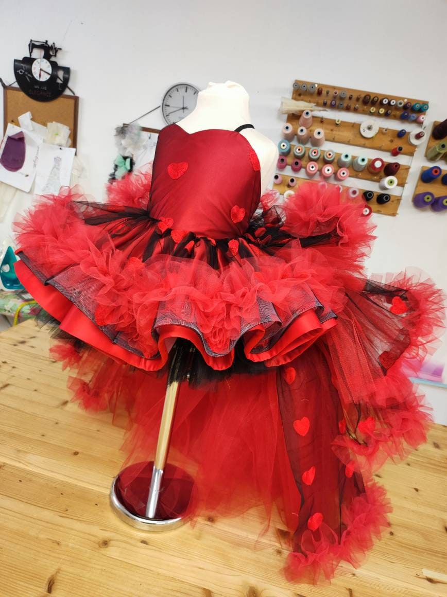 Valentines outfit ,heart dress ,red dress ,baby valentines, valentines dress,luxury valentines dress