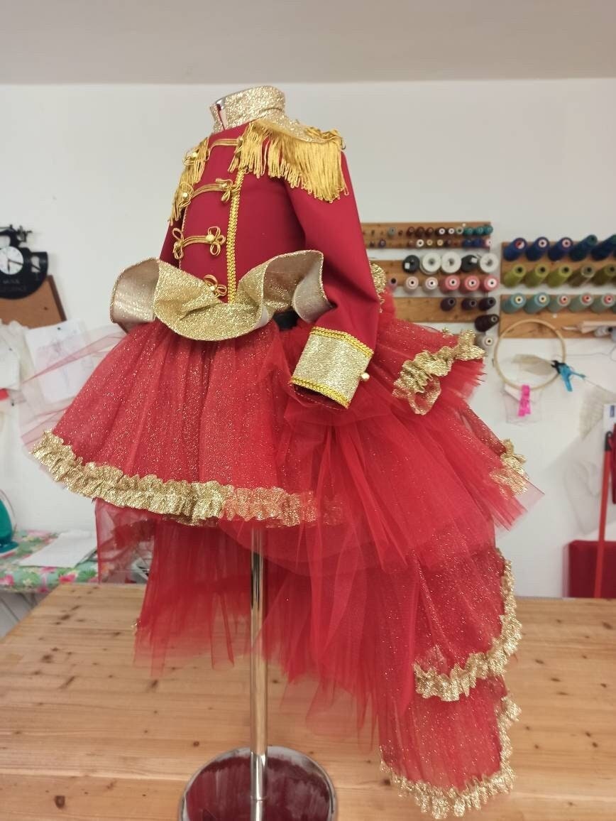 Girl nutcracker costume, girl circus outfit,soldier dress,tutu circus dress,showoman,Gold  Circus Outfit