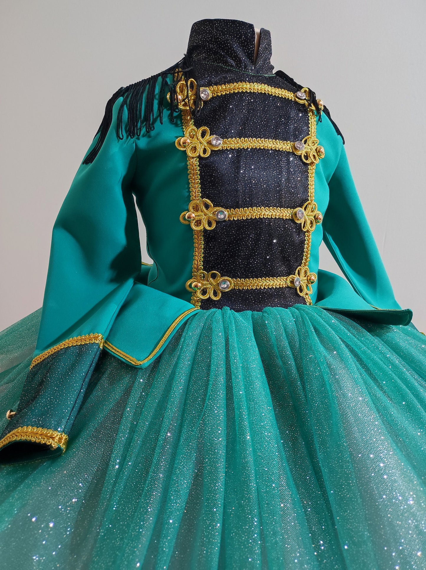 Girl nutcracker costume, teal-green nutcracker costume, silver and teal green tutu Dress nutcracker