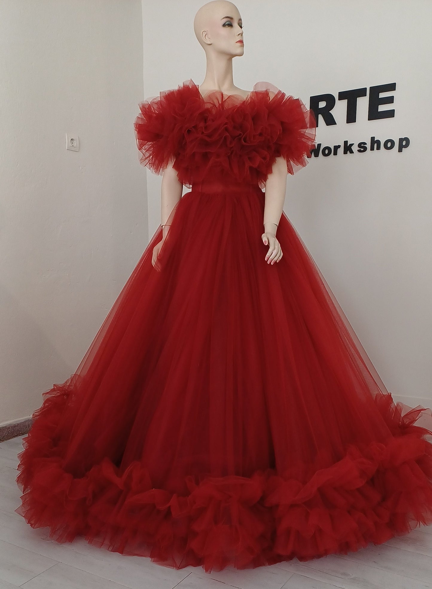 Tulle Dress,floor length ruffled dress