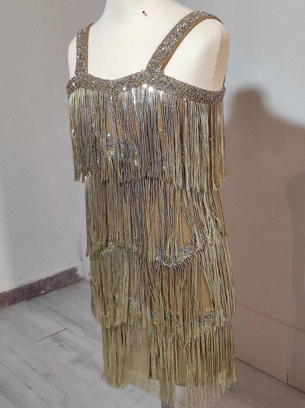 Girls Custom Gold Fringe dress,Inspired Dress  | custom Made Golden Fringe Dress