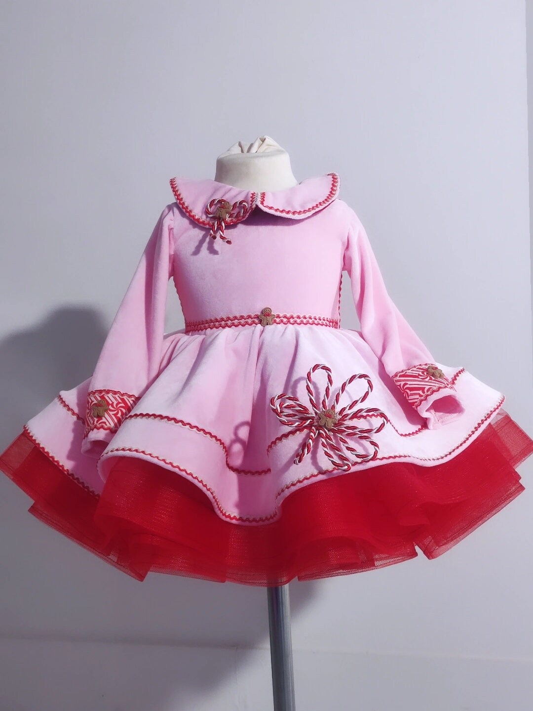 Pink Christmas dress, pink candy cane cone dress