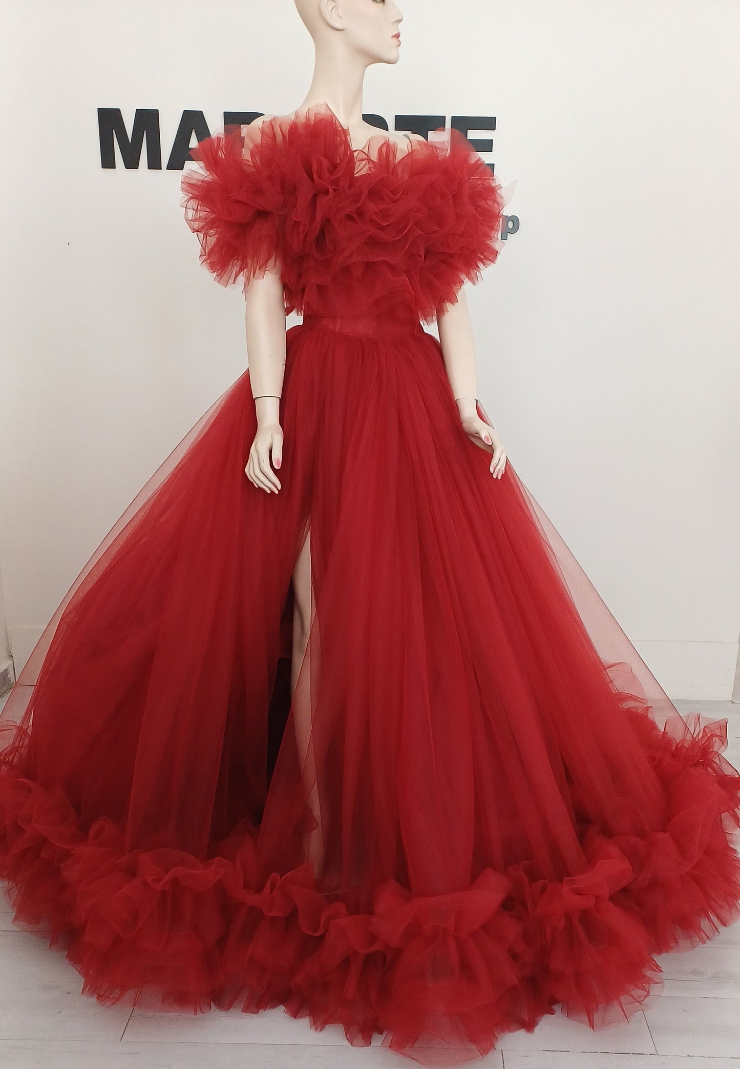 Tulle Dress,floor length ruffled dress