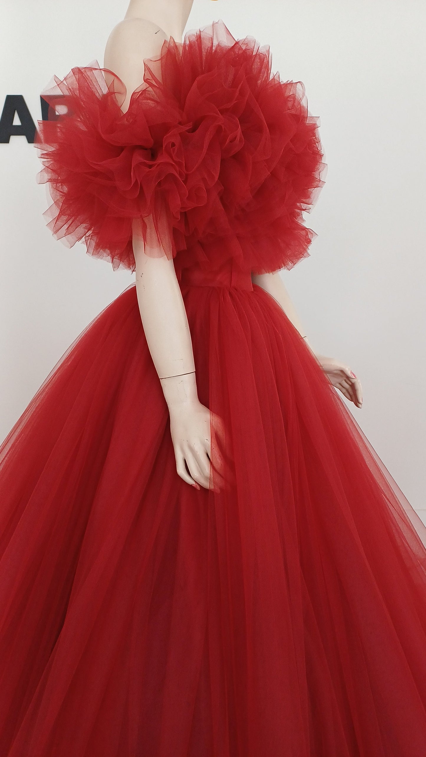 Tulle Dress,floor length ruffled dress