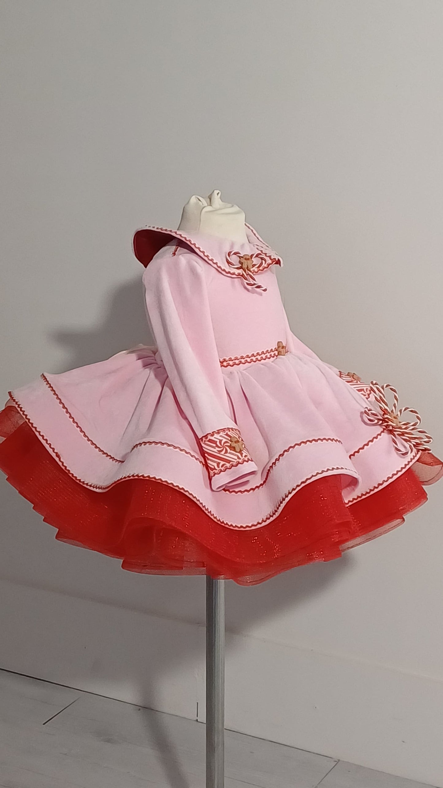 Pink Christmas dress, pink candy cane cone dress