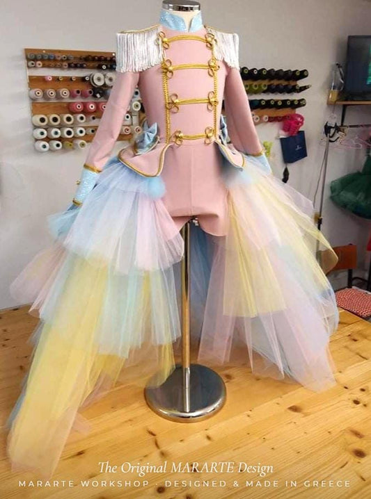 The Pastel Glimmer Nutcracker Romper with Removable Train – photo 2