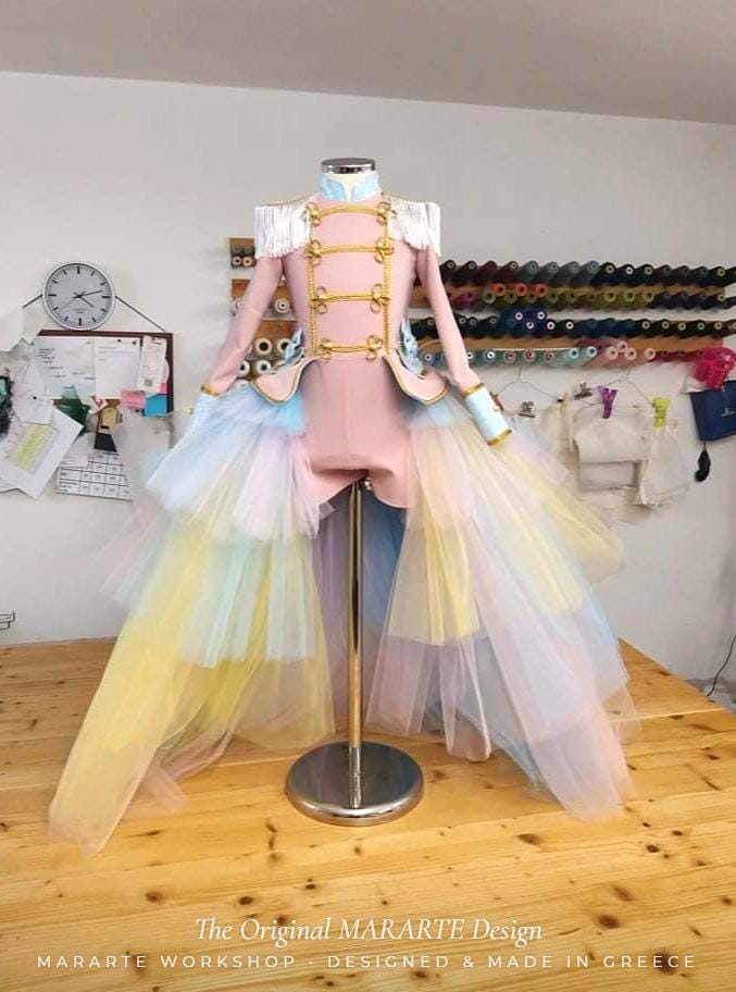 The Pastel Glimmer Nutcracker Romper with Removable Train – photo 4