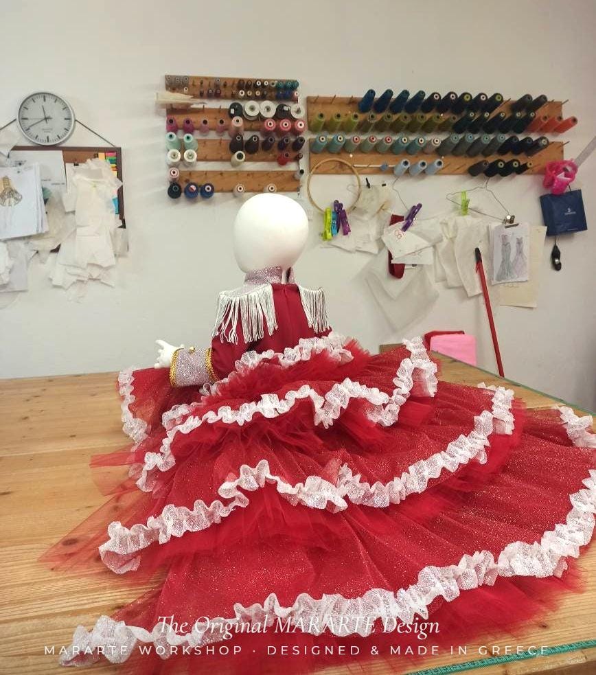 Baby Red Fire Nutcracker Dress with Removable Train – photo 7