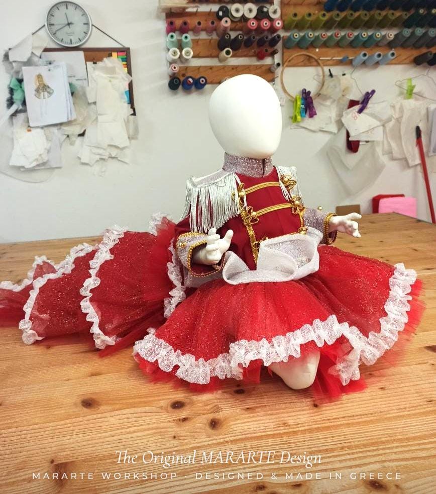 Baby Red Fire Nutcracker Dress with Removable Train – The Original MARARTE Design