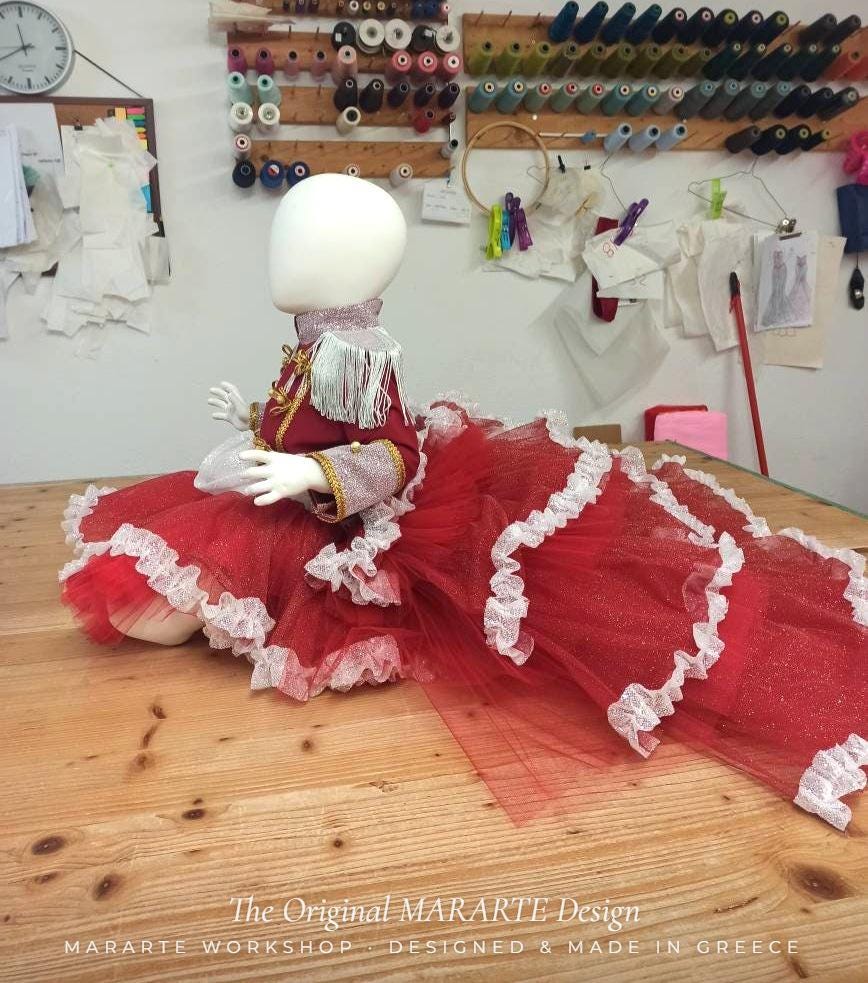 Baby Red Fire Nutcracker Dress with Removable Train – photo 5