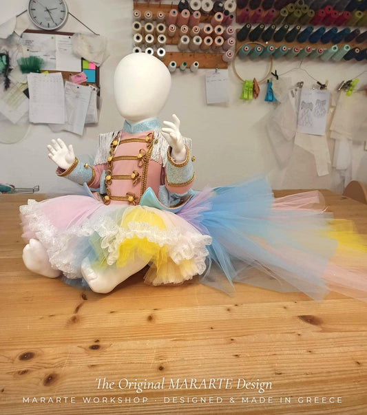 Baby Glimmer Nutcracker Romper with Removable Train – The Original MARARTE Design