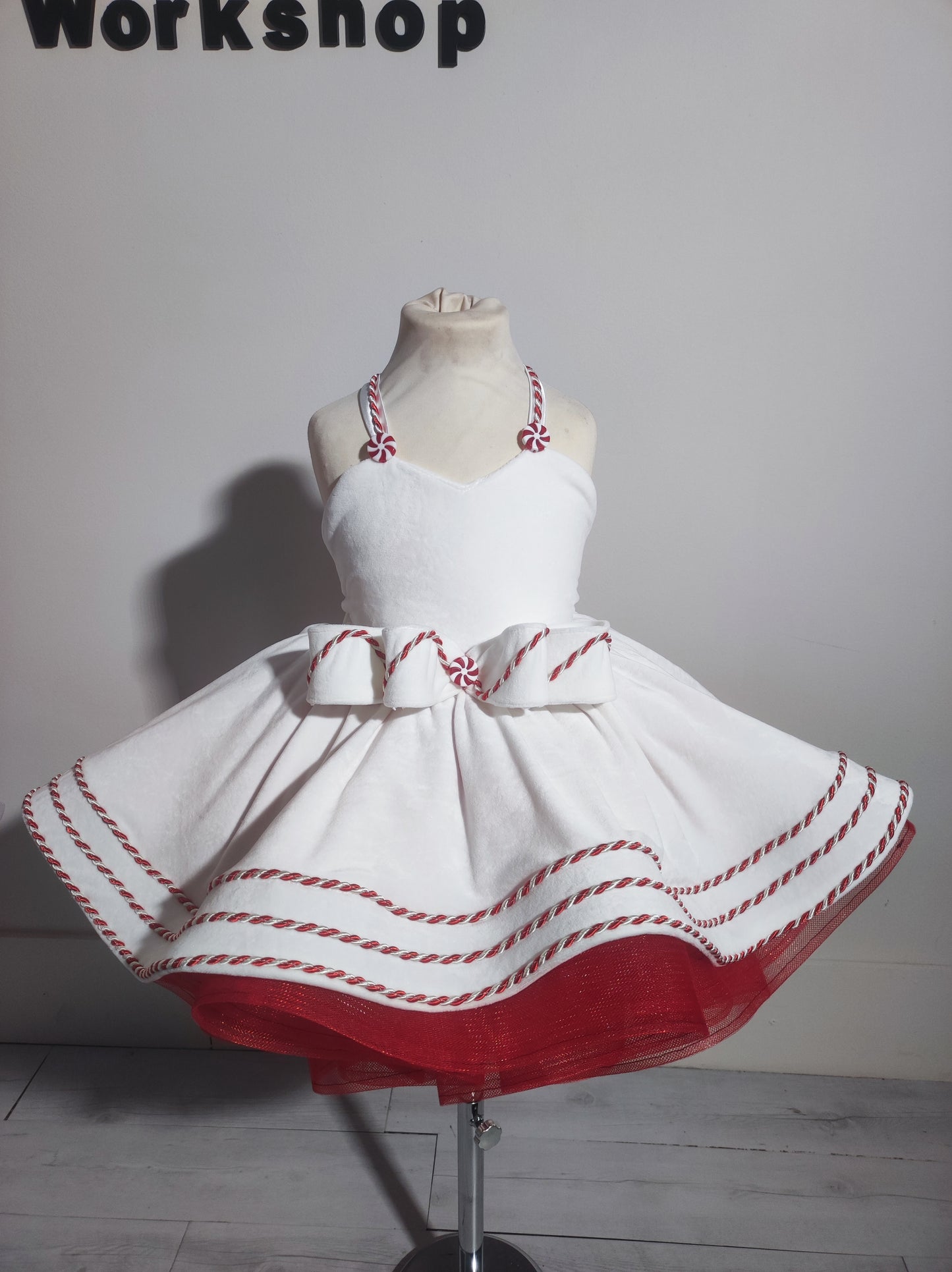 Christmas White Cane Cone dress-preorderd