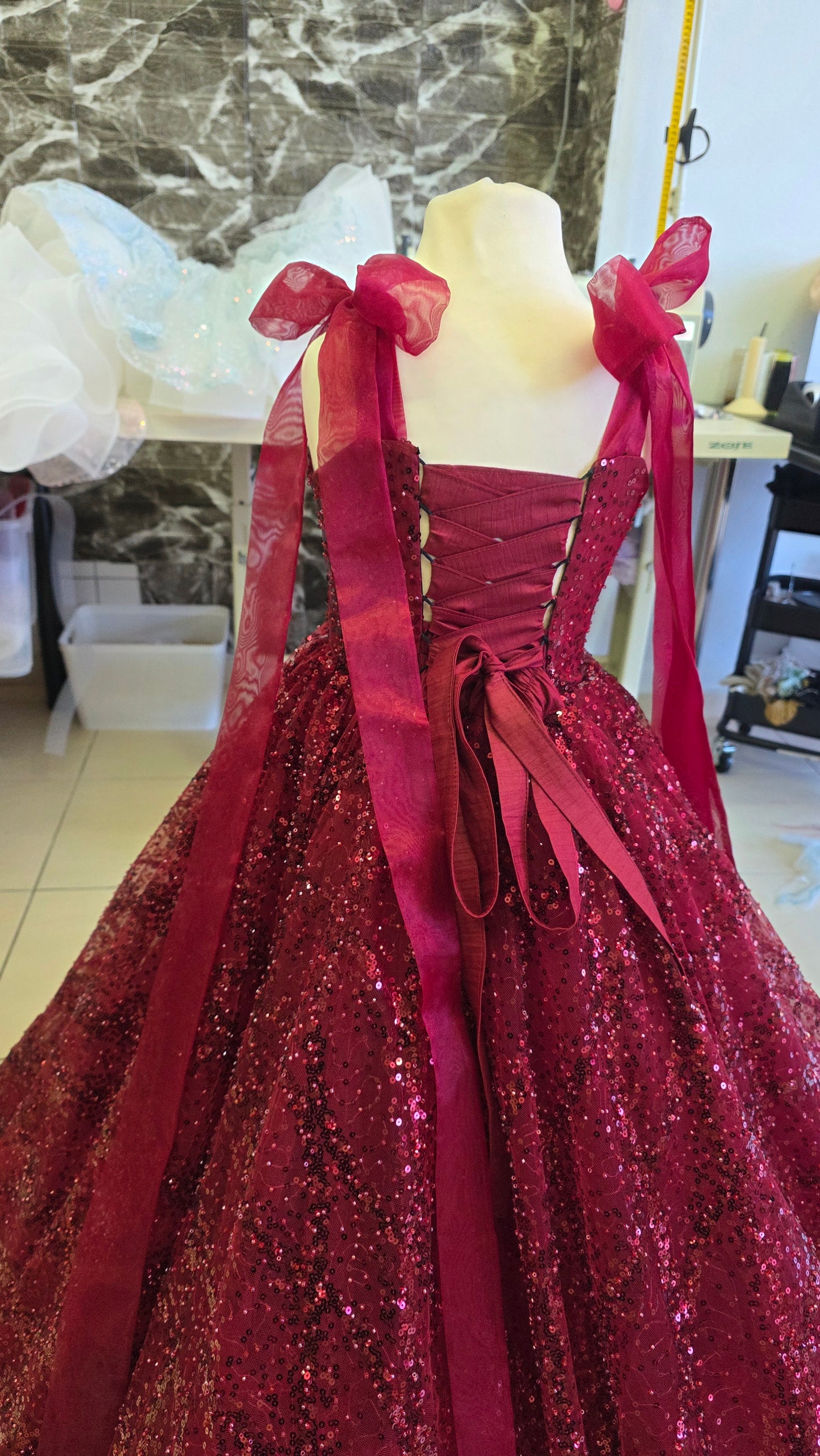 Ready To Ship -Burgundy Floor length Gown-size 6-8 y.old