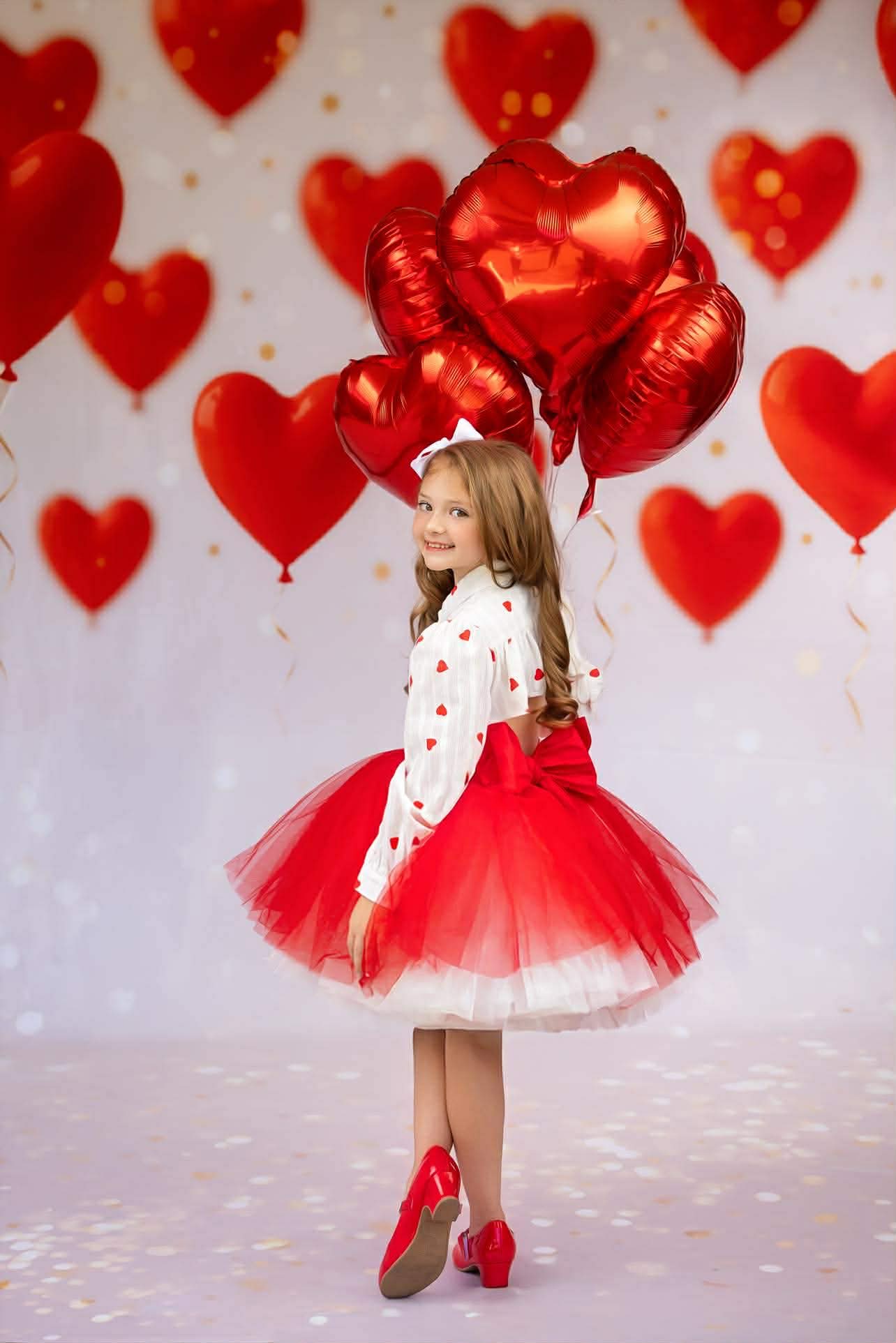 Red white Dress-Ready to ship "Klelia"  STUDIO CLEARANCE )