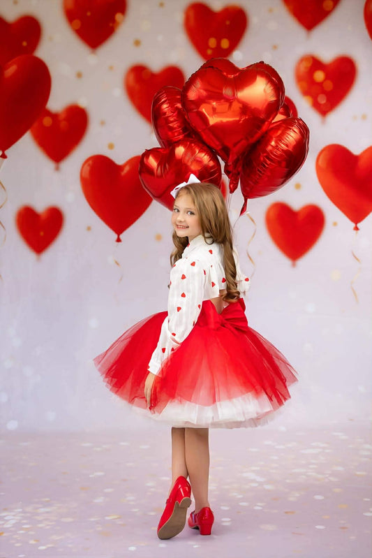 Red white Dress-Ready to ship "Klelia"  STUDIO CLEARANCE )