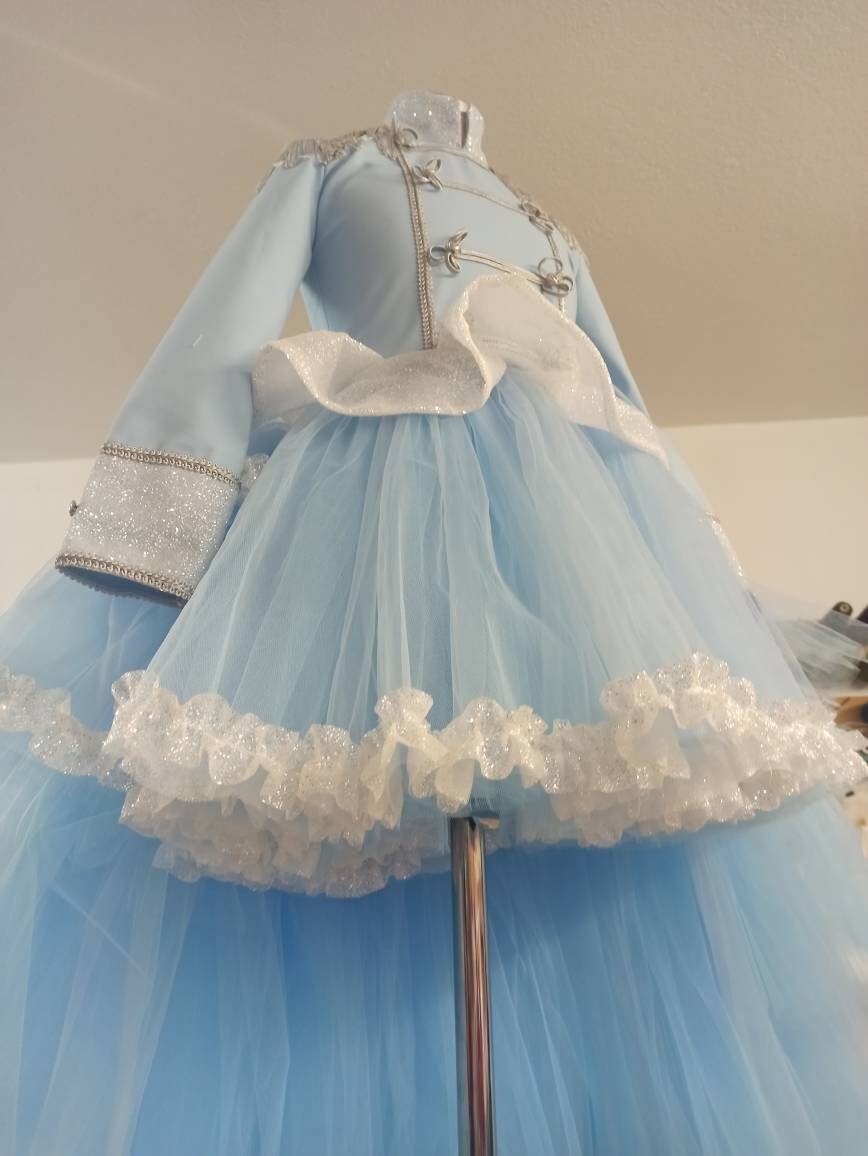 "Sky" Nutcracker dress with removable train