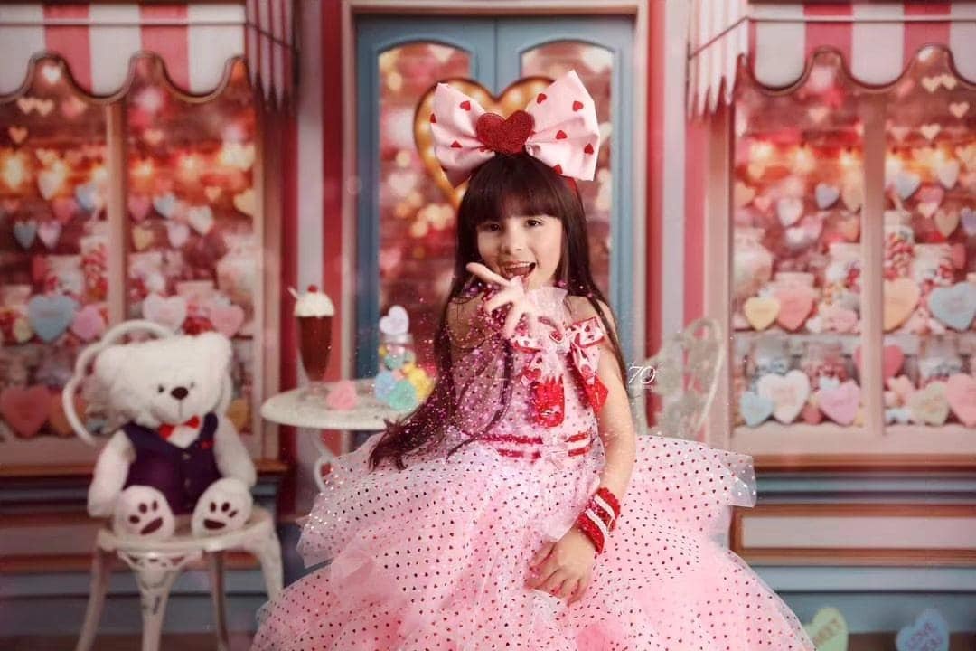 Pink long Ruffled Valentine Dress