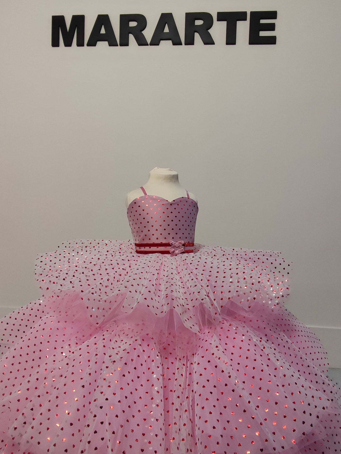 Pink long Ruffled Valentine Dress